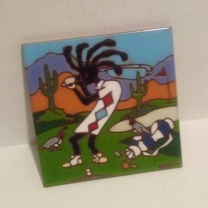 1995 Vintage Earthtones Krit Kokopelli Mosaic Terracotta Tile/Trivet